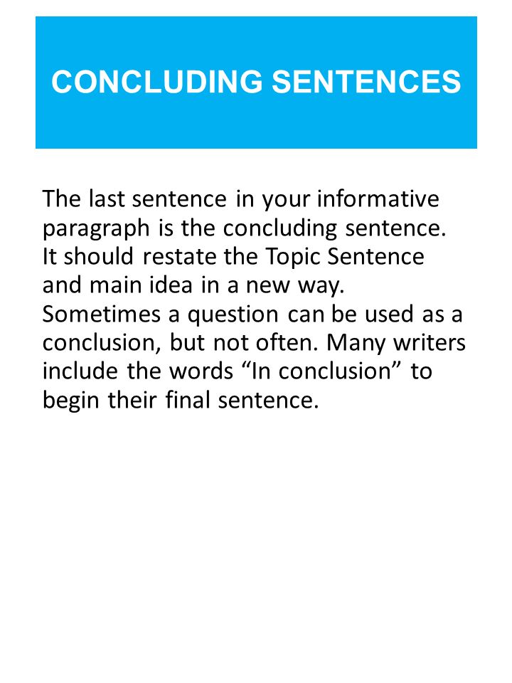 Writing Conclusion Sentences for Elementary School Students